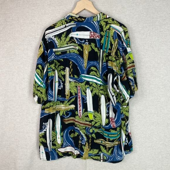 Vintage 90s Pacific Scene Men Button Up Hawaiian Shirt Size L Surf Boards Surfer - Picture 5 of 8